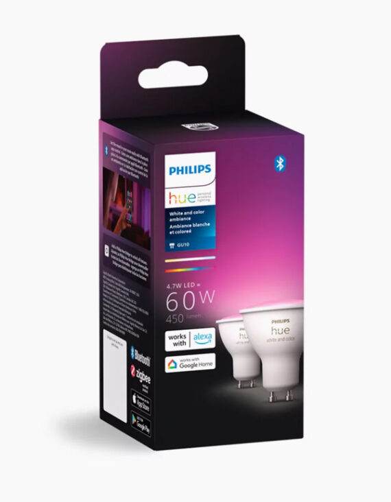 Philips Hue White and Colour Ambiance GU10 Smart Spotlight 2-pack